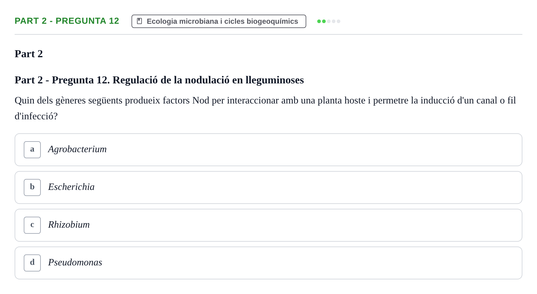 Enunciado: Part 2 - Pregunta 12 · Microbiología UB Exemples