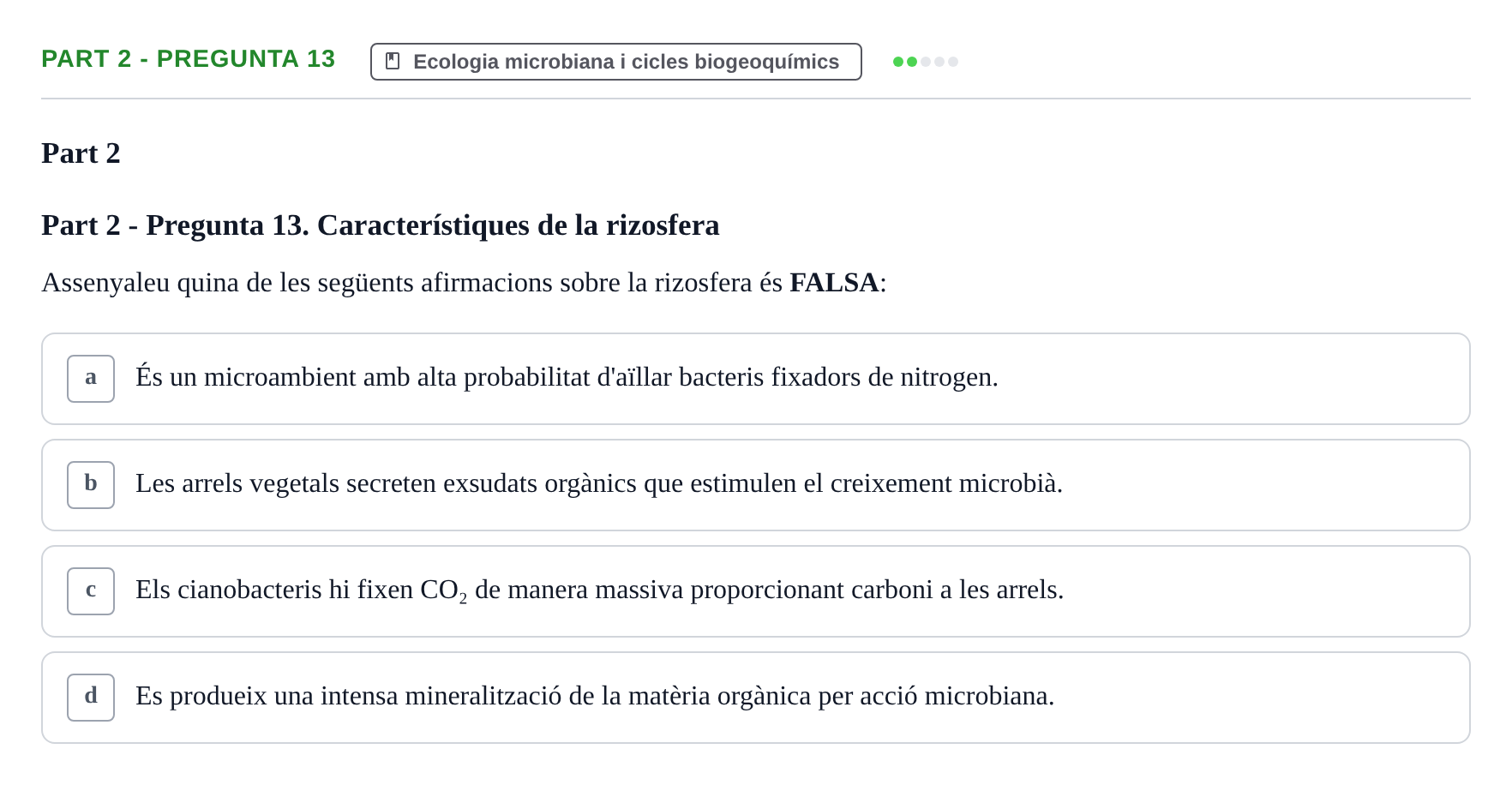 Enunciado: Part 2 - Pregunta 13 · Microbiología UB Exemples