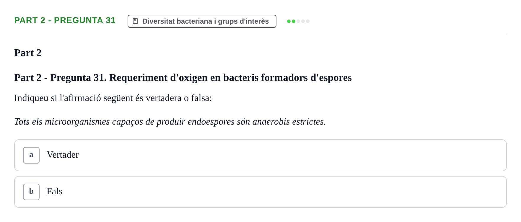 Enunciado: Part 2 - Pregunta 31 · Microbiología UB Exemples