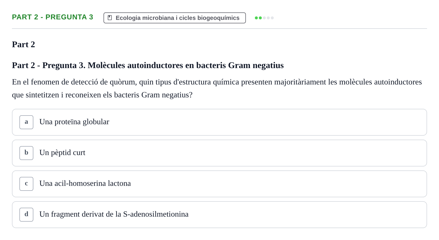Enunciado: Part 2 - Pregunta 3 · Microbiología UB Exemples
