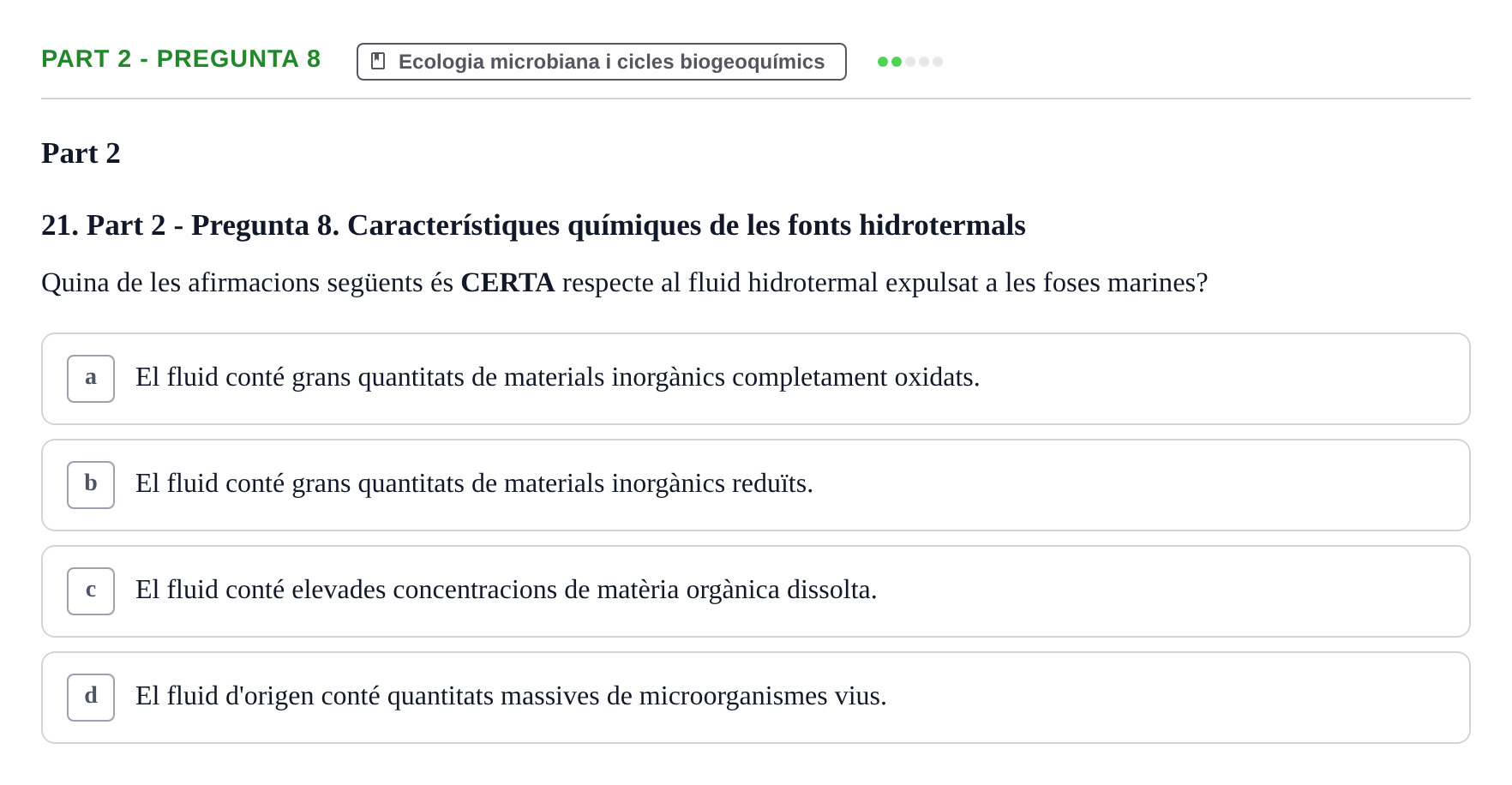Enunciado: Part 2 - Pregunta 8 · Microbiología UB Exemples