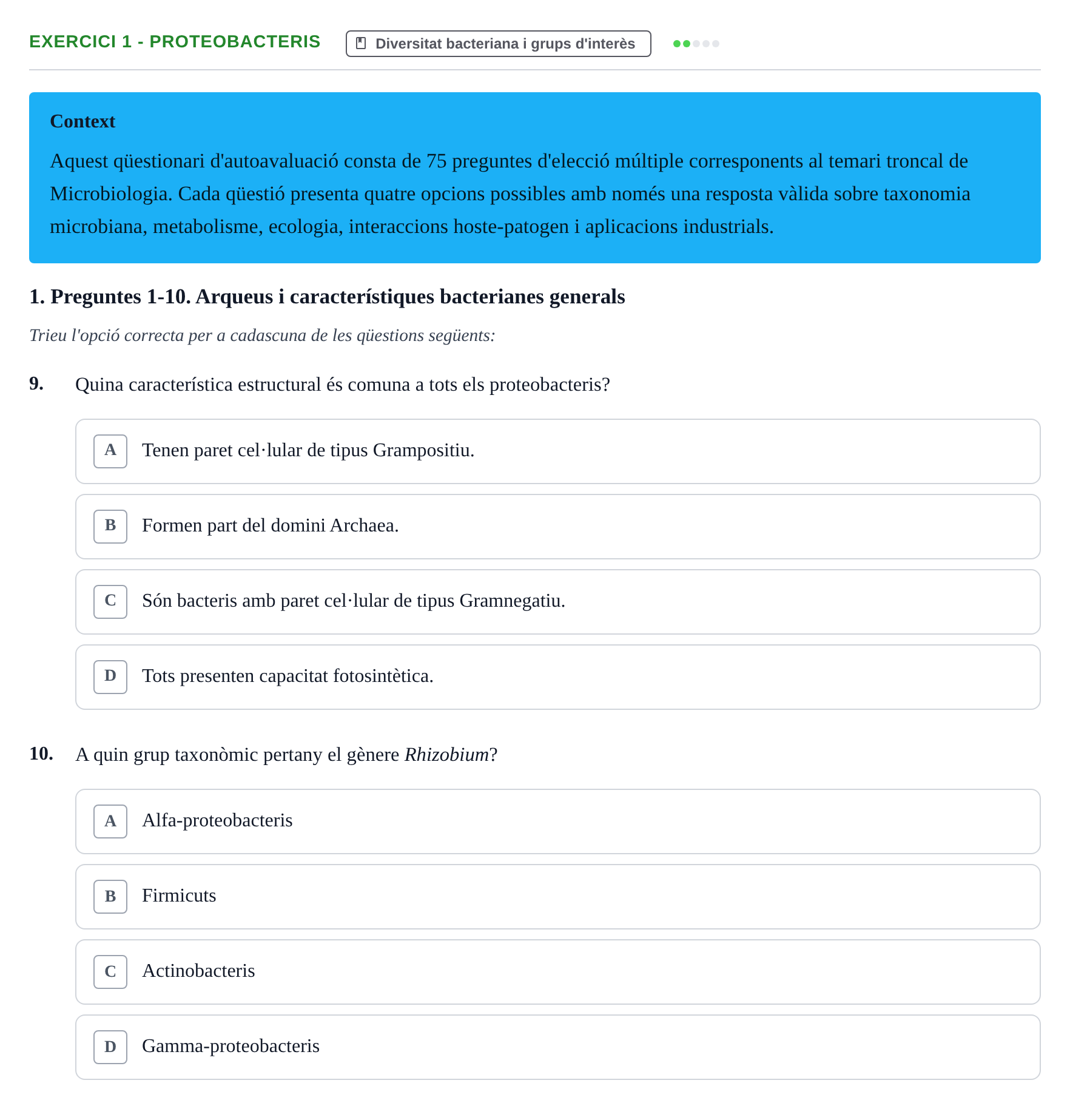 Enunciado: Ejercicio 1 - Proteobacteris · Microbiología UB Exemples