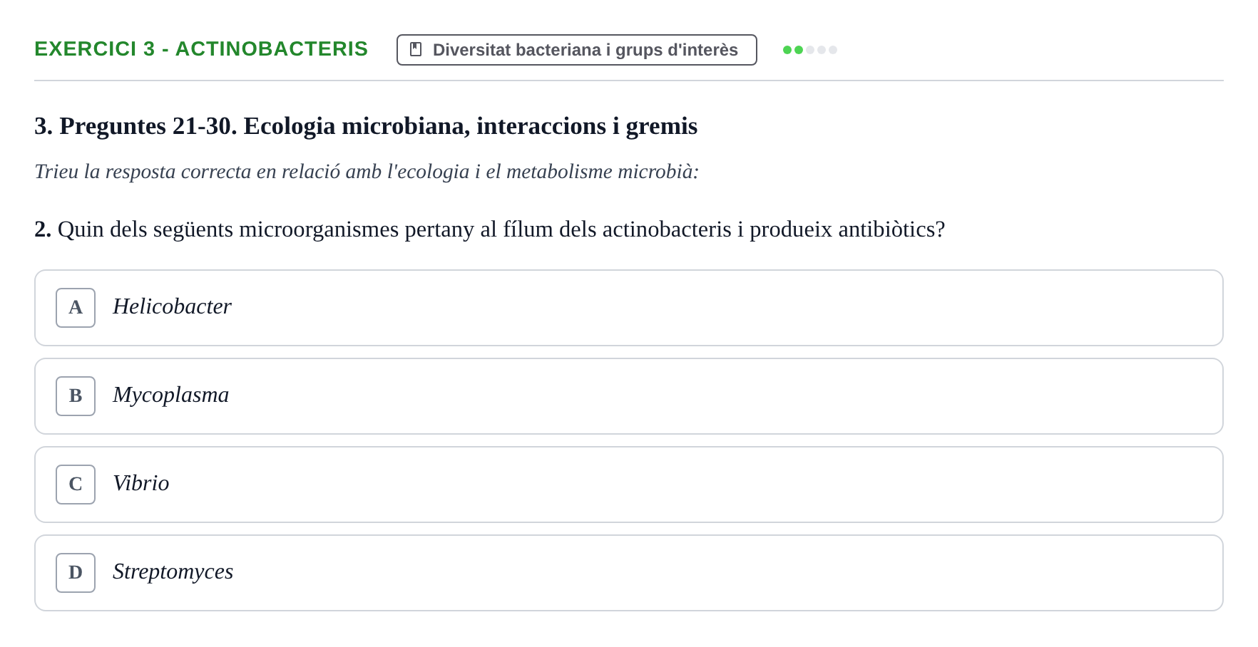 Enunciado: Ejercicio 3 - Actinobacteris · Microbiología UB Exemples