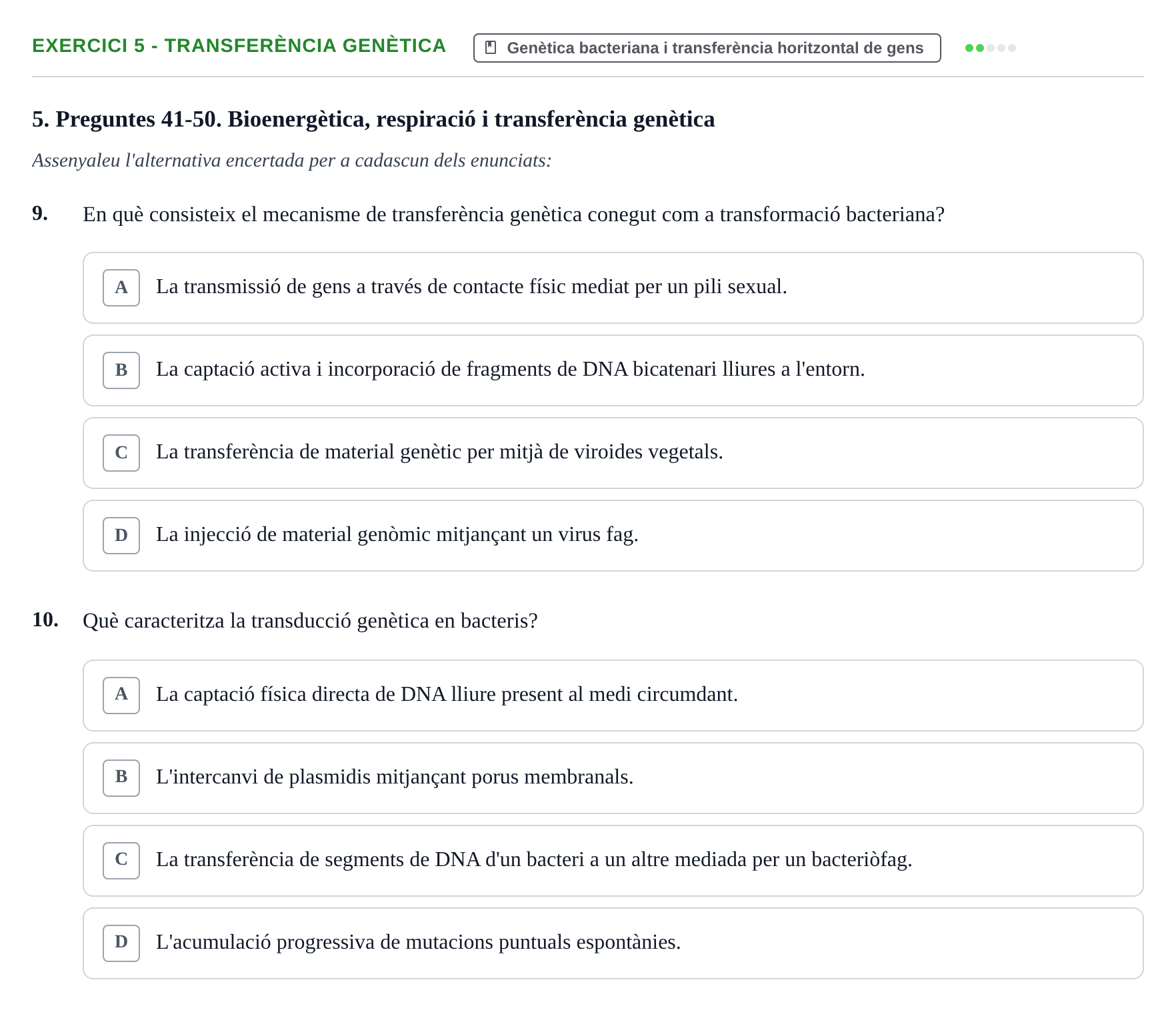 Enunciado: Ejercicio 5 - Transferència genètica · Microbiología UB Exemples