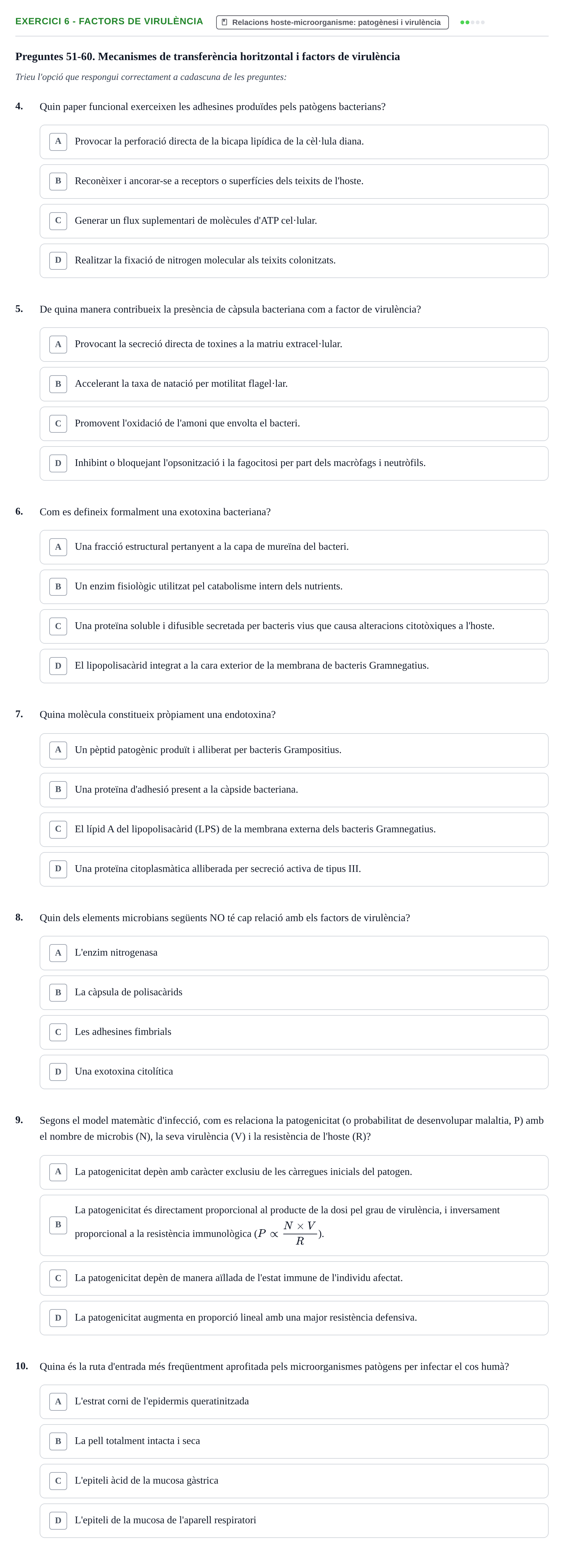 Enunciado: Ejercicio 6 - Factors de virulència · Microbiología UB Exemples