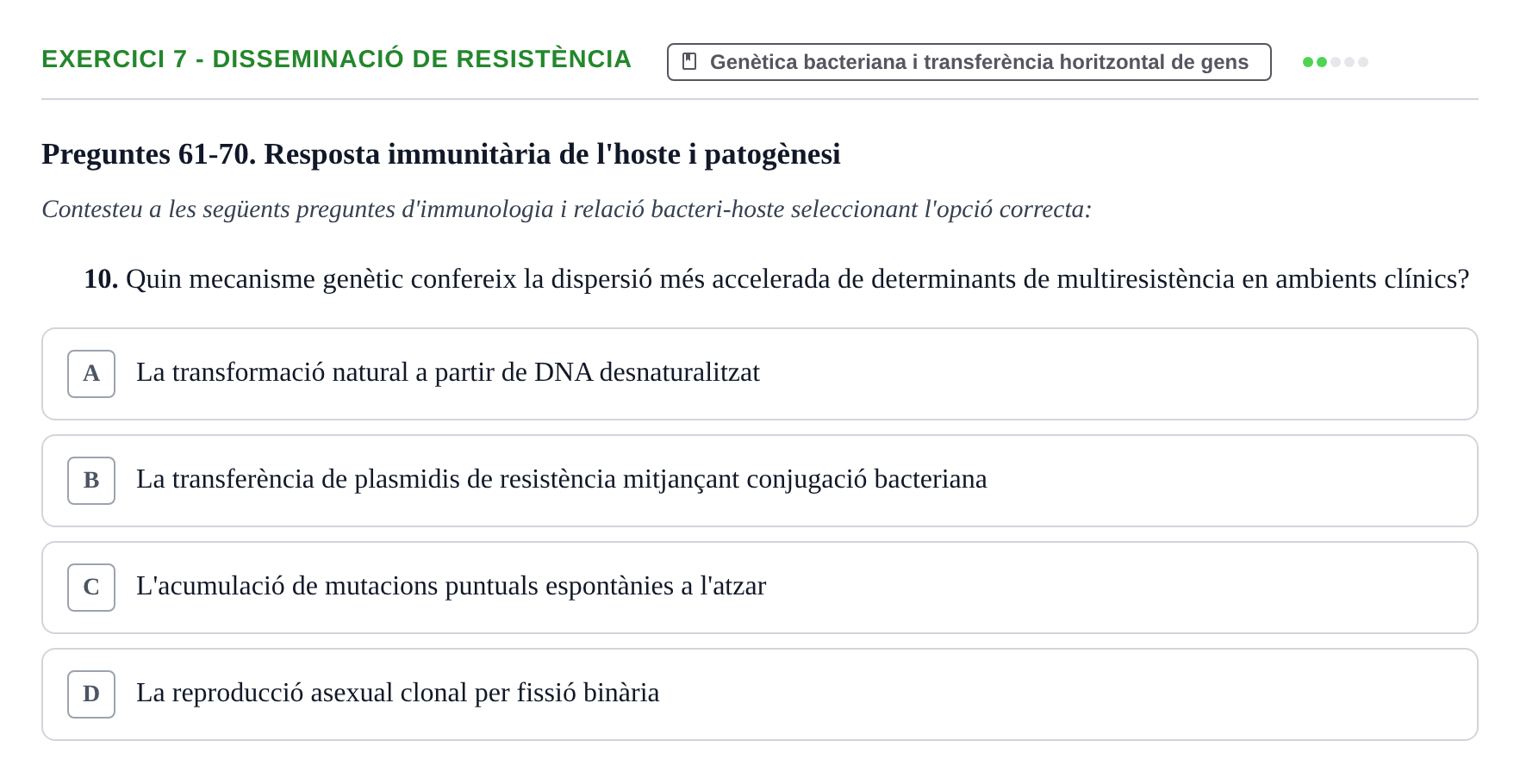 Enunciado: Ejercicio 7 - Disseminació de resistència · Microbiología UB Exemples