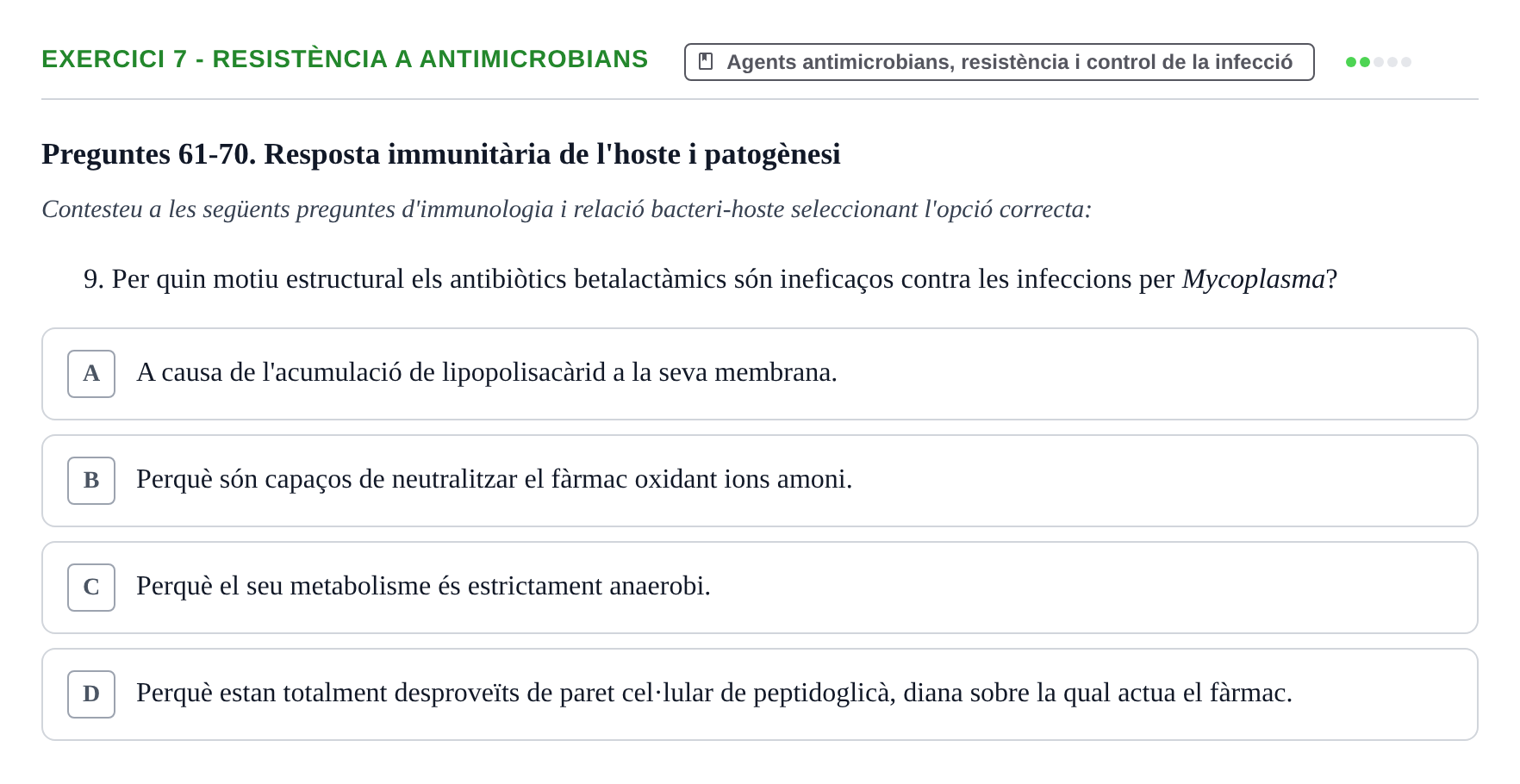 Enunciado: Ejercicio 7 - Resistència a antimicrobians · Microbiología UB Exemples