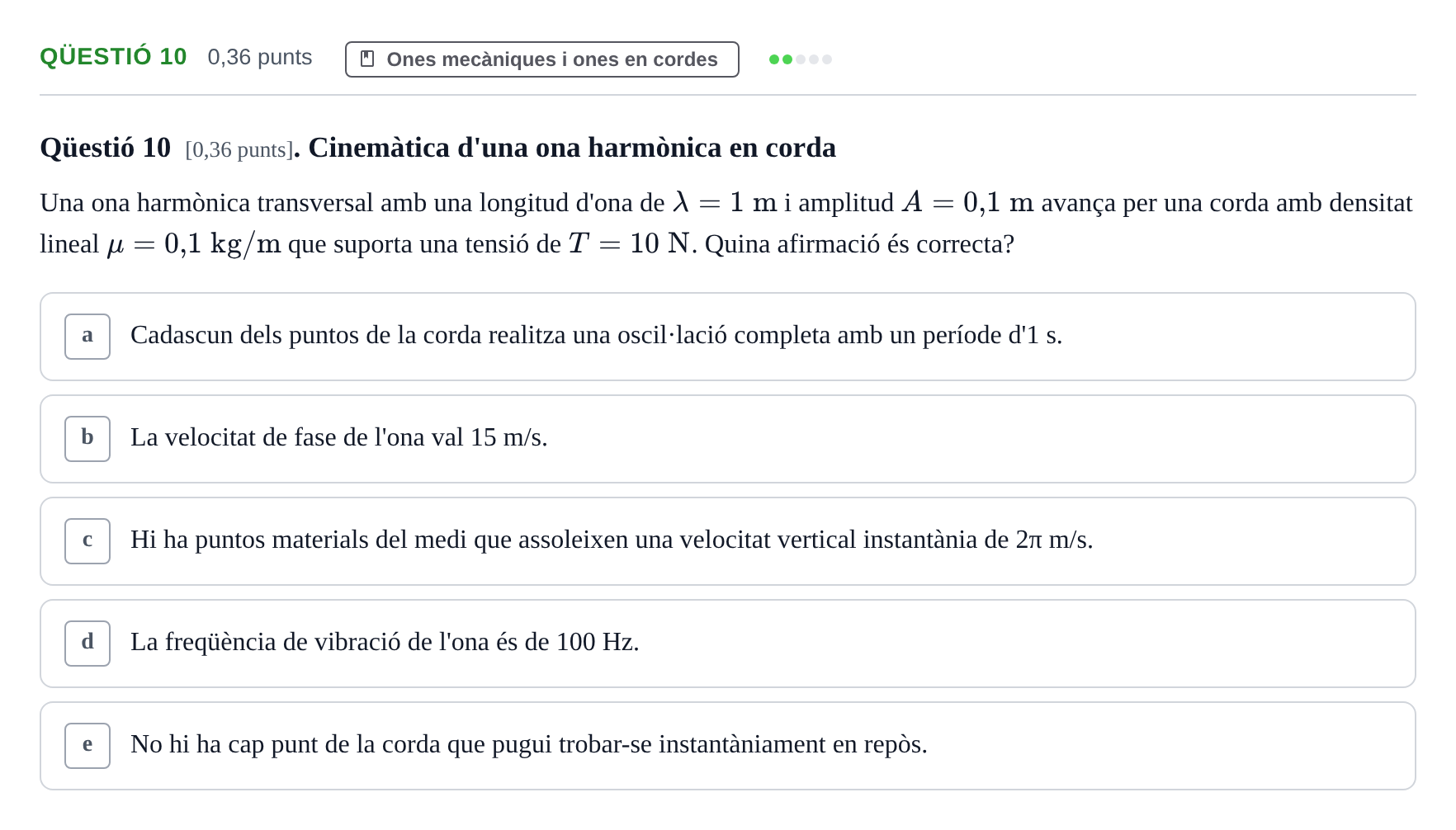 Enunciado: Ejercicio Qüestió 10 · Física UB 2024