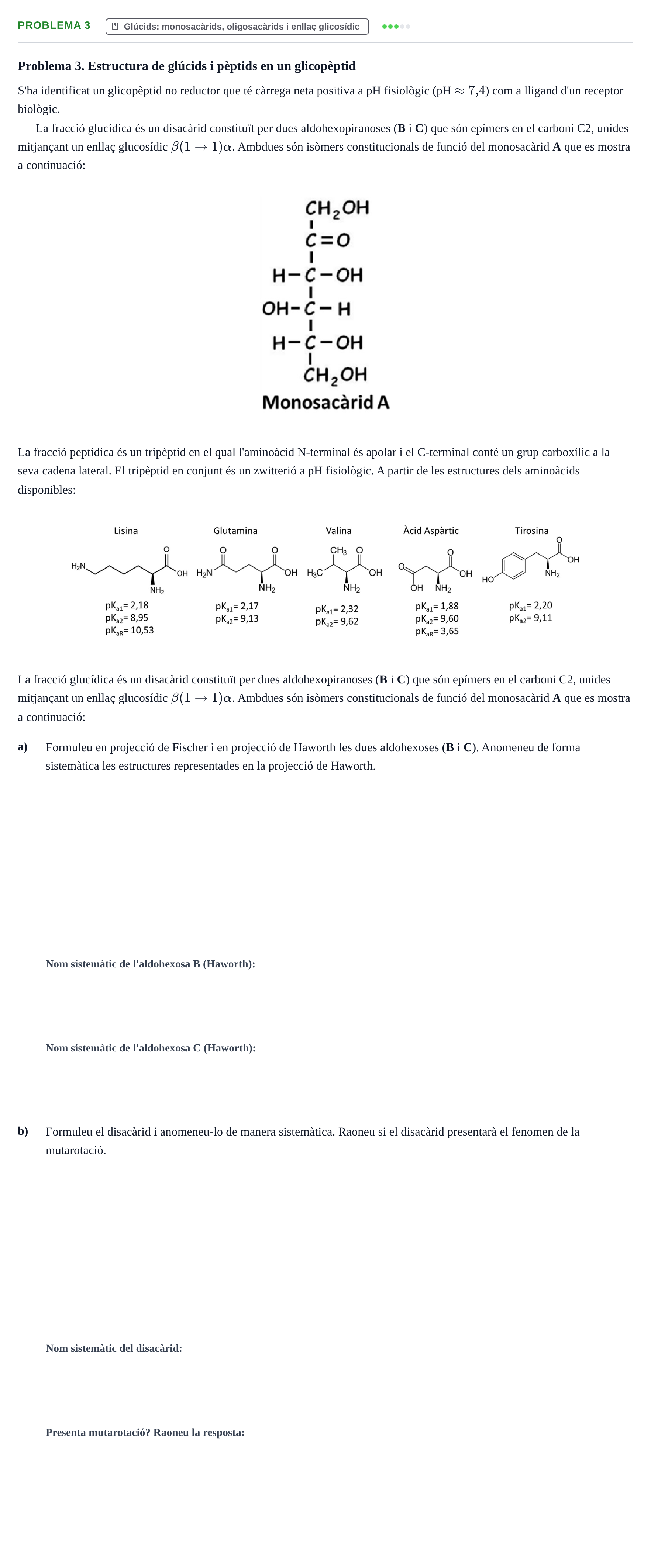 Enunciado: Problema 3 - Glúcids · Química UB 2020