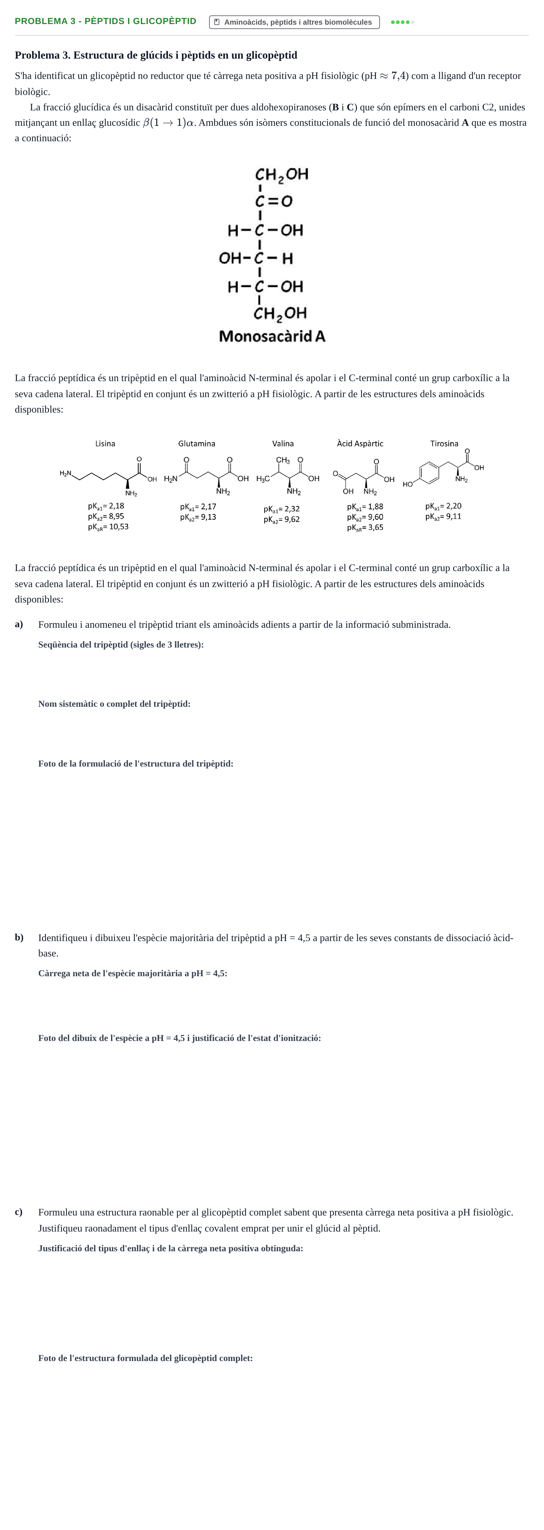 Enunciado: Problema 3 - Pèptids i glicopèptid · Química UB 2020