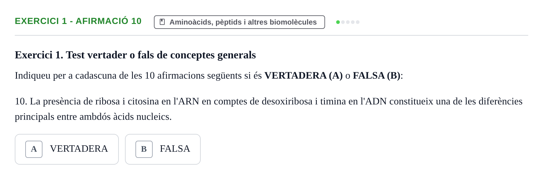 Enunciado: Exercici 1 - Afirmació 10 · Química UB 2020