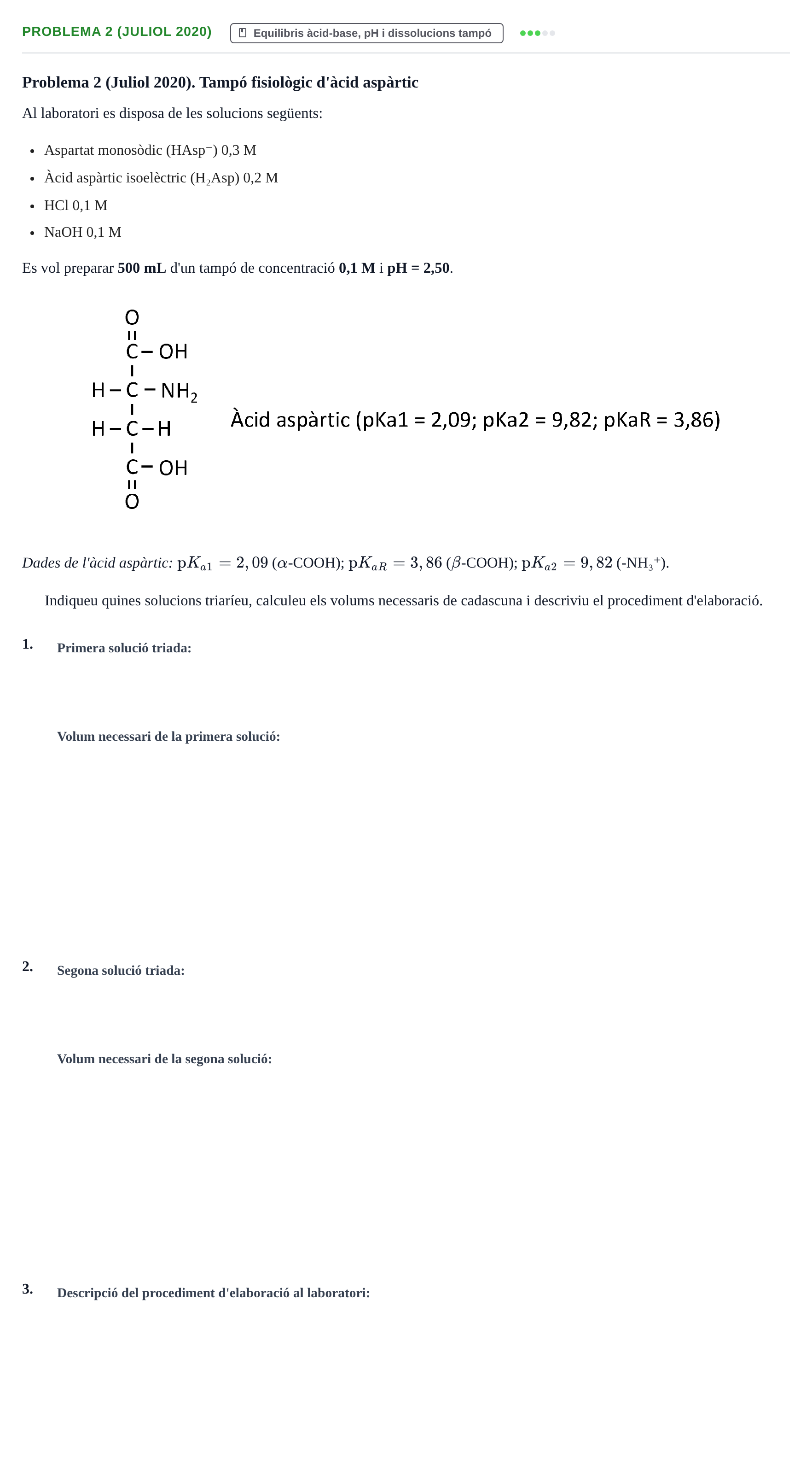 Enunciado: Problema 2 (Juliol 2020) · Química UB 2020