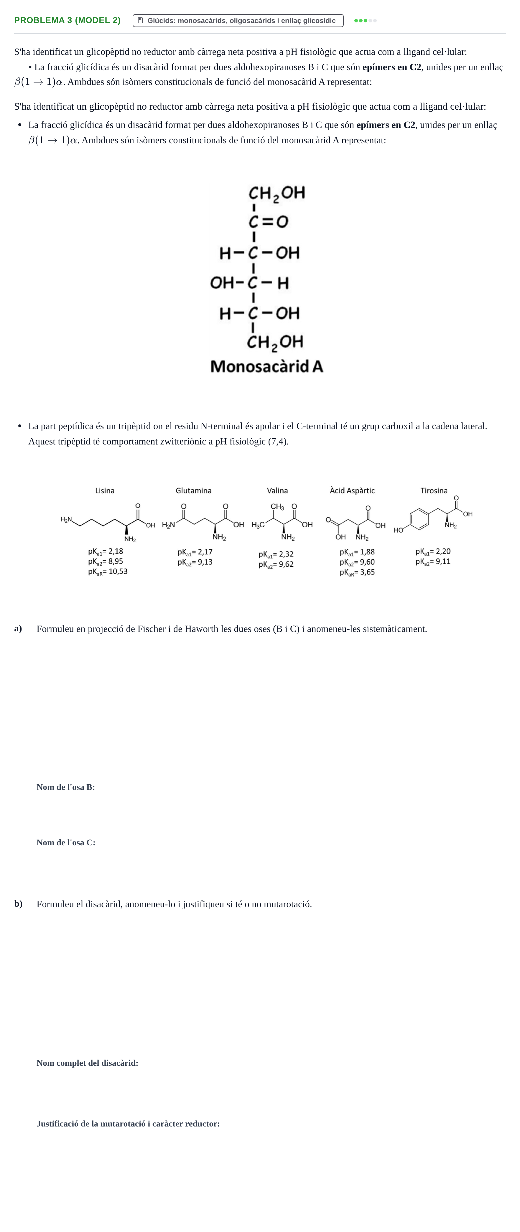 Enunciado: Problema 3 (Model 2) - Glúcids · Química UB 2020