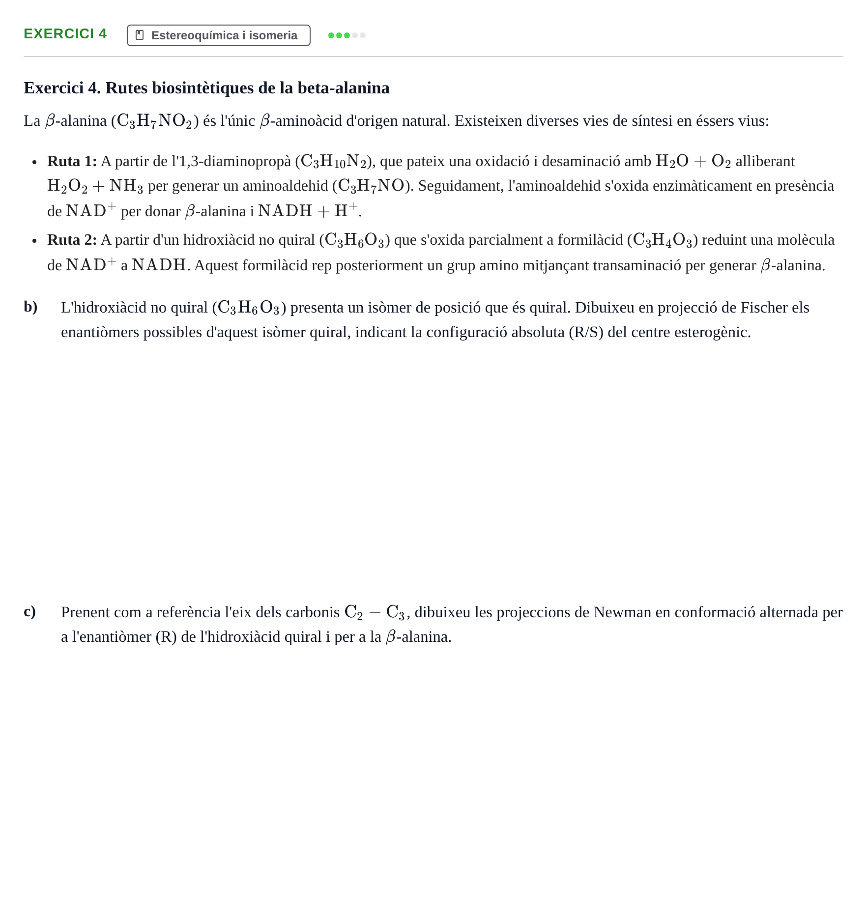 Enunciado: Exercici 4 - Estereoquímica · Química UB 2022