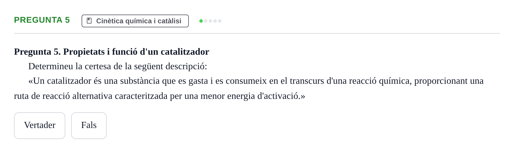 Enunciado: Pregunta 5 · Química UB 2022