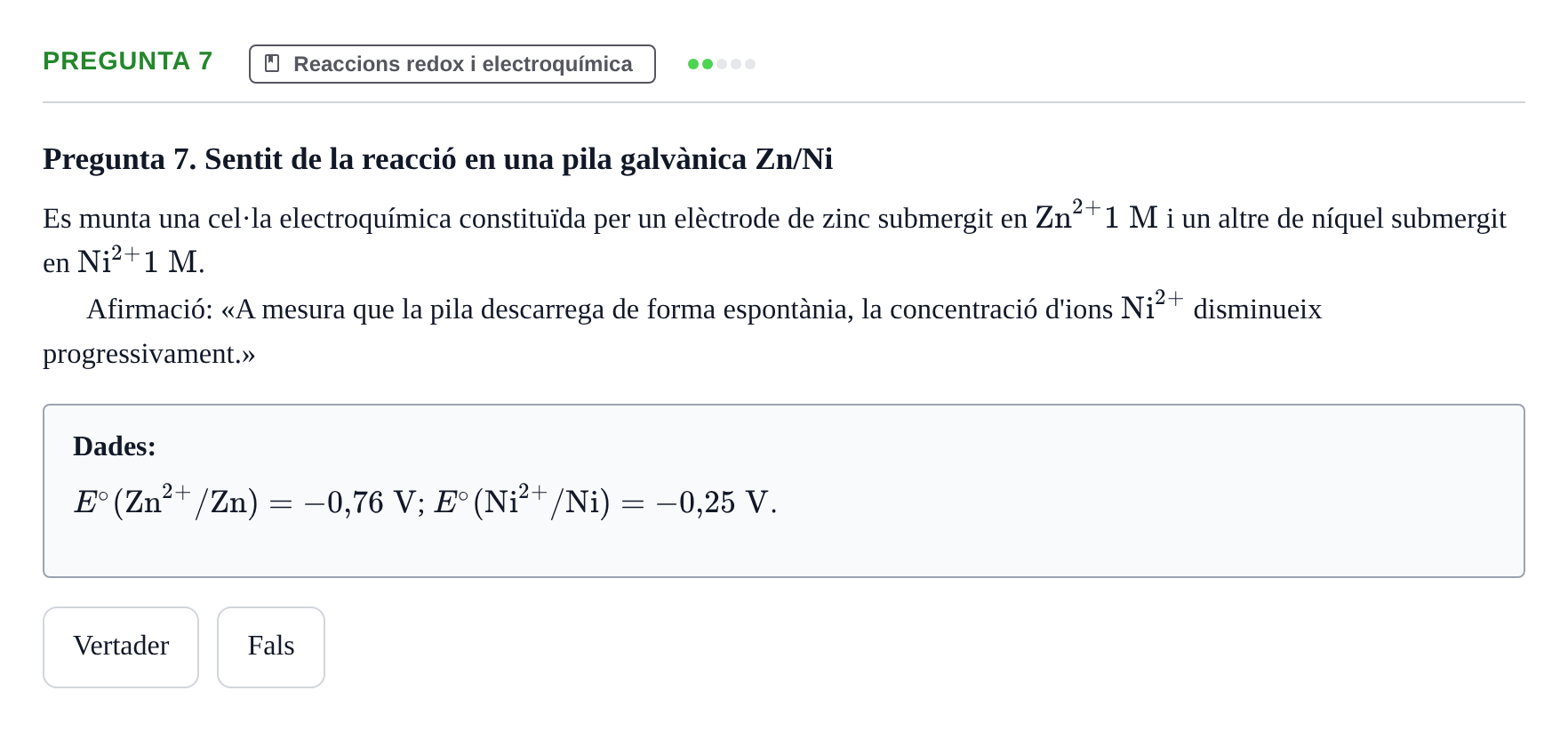 Enunciado: Pregunta 7 · Química UB 2022