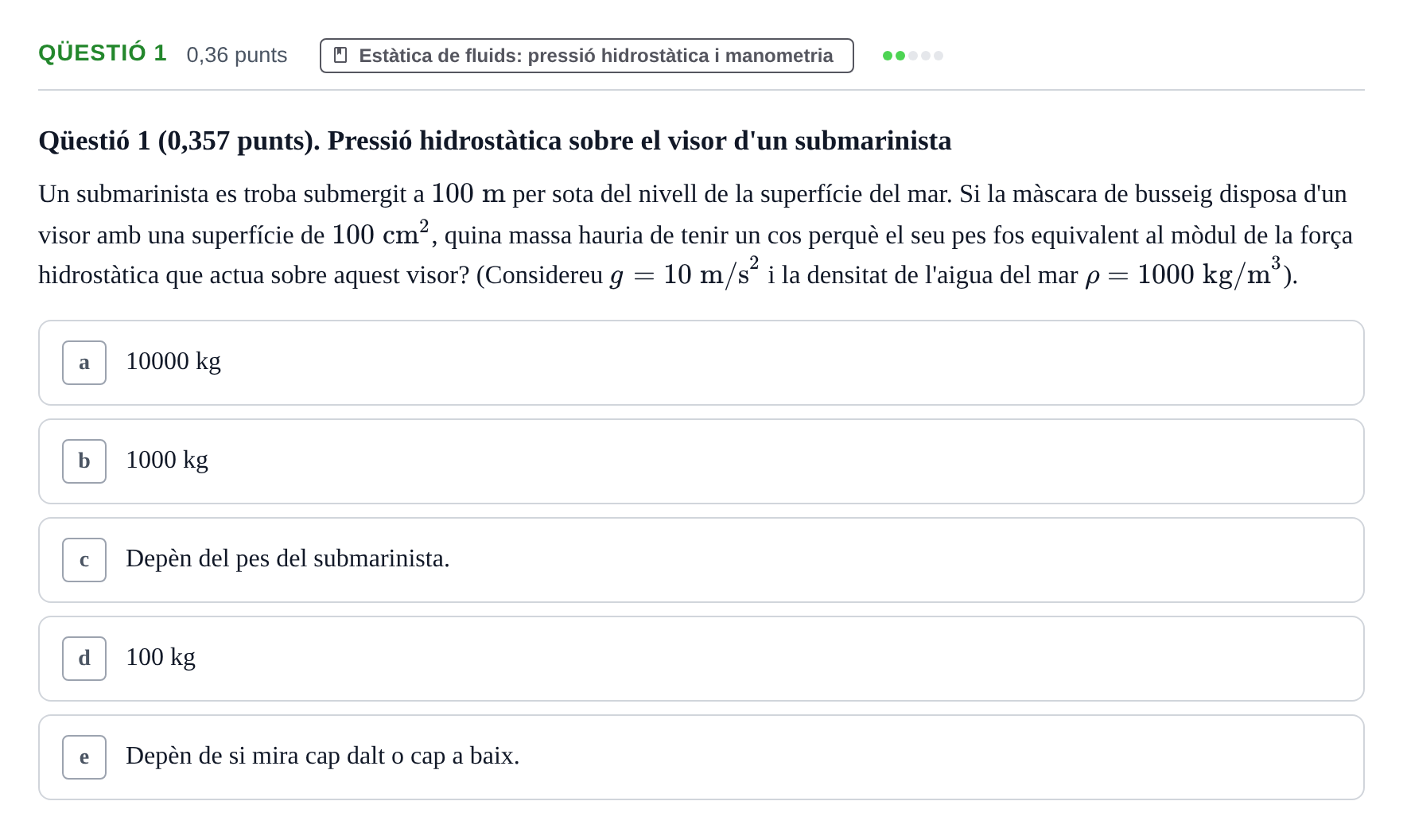 Enunciado: Ejercicio Qüestió 1 · Física UB 2015