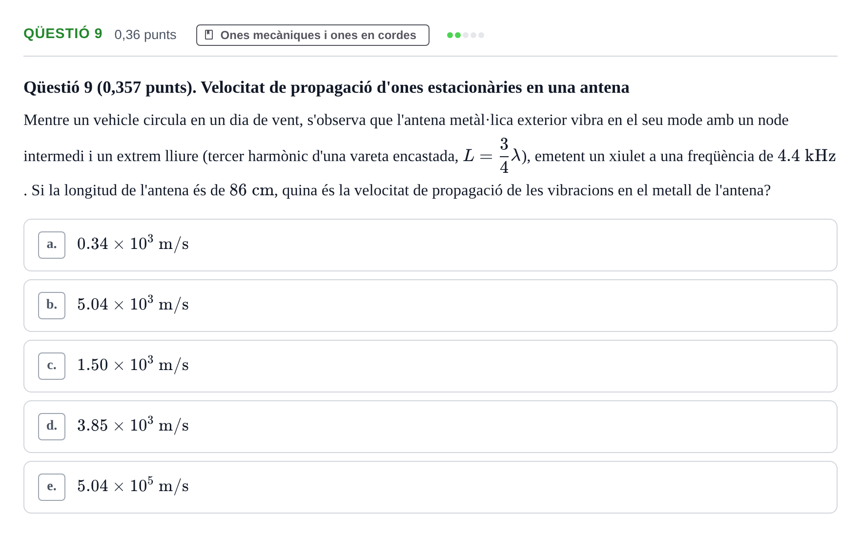 Enunciado: Ejercicio Qüestió 9 · Física UB 2015