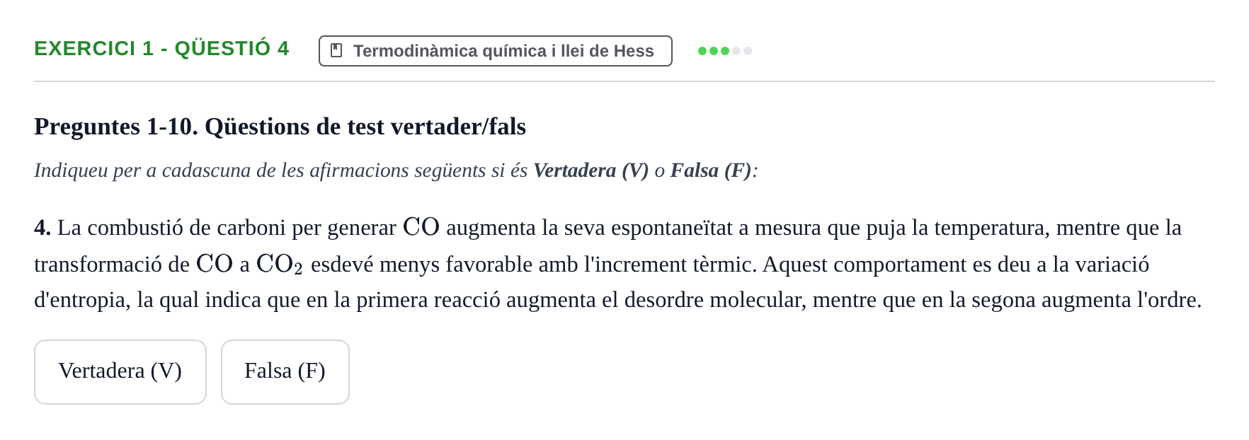 Enunciado: Ejercicio 1 - Qüestió 4 · Química UB 2023