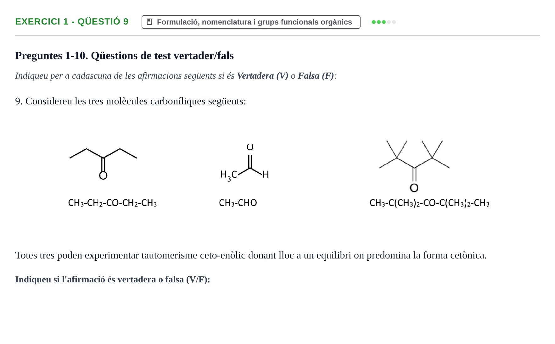 Enunciado: Ejercicio 1 - Qüestió 9 · Química UB 2023