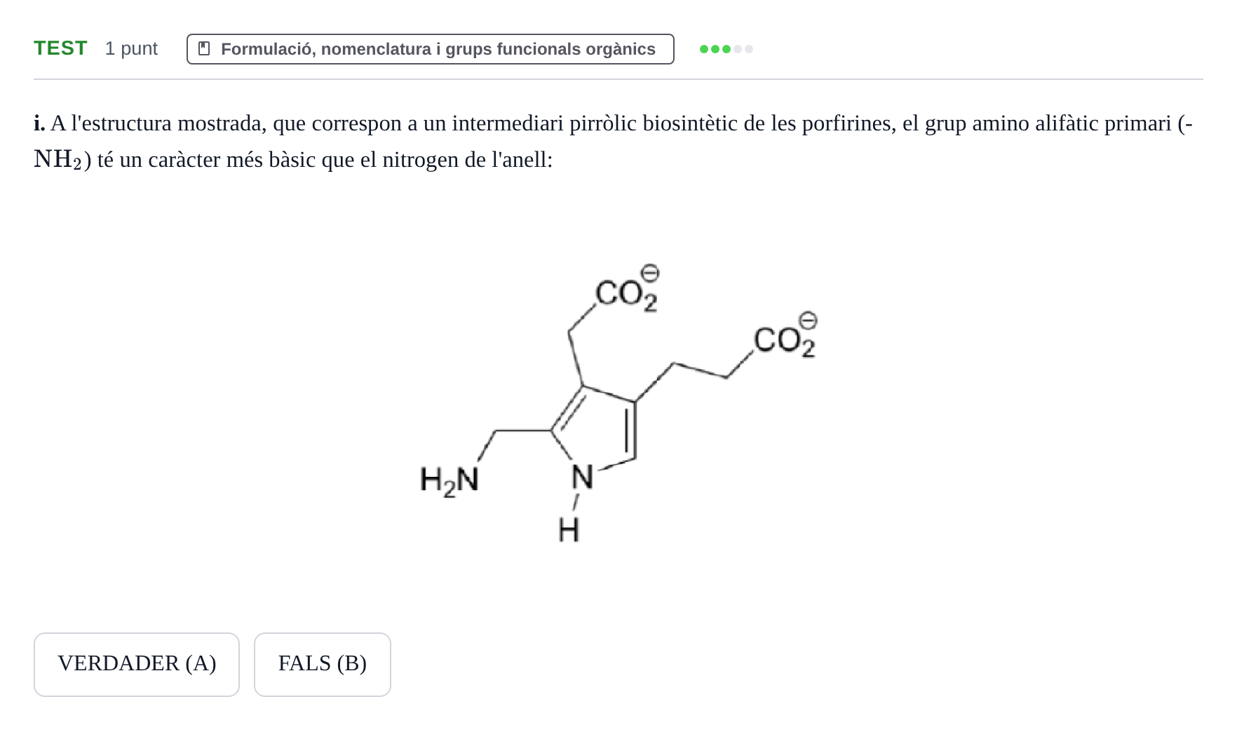 Enunciado: Ejercicio Test - Formulació, nomenclatura i grups funcional… · Química UB 2024