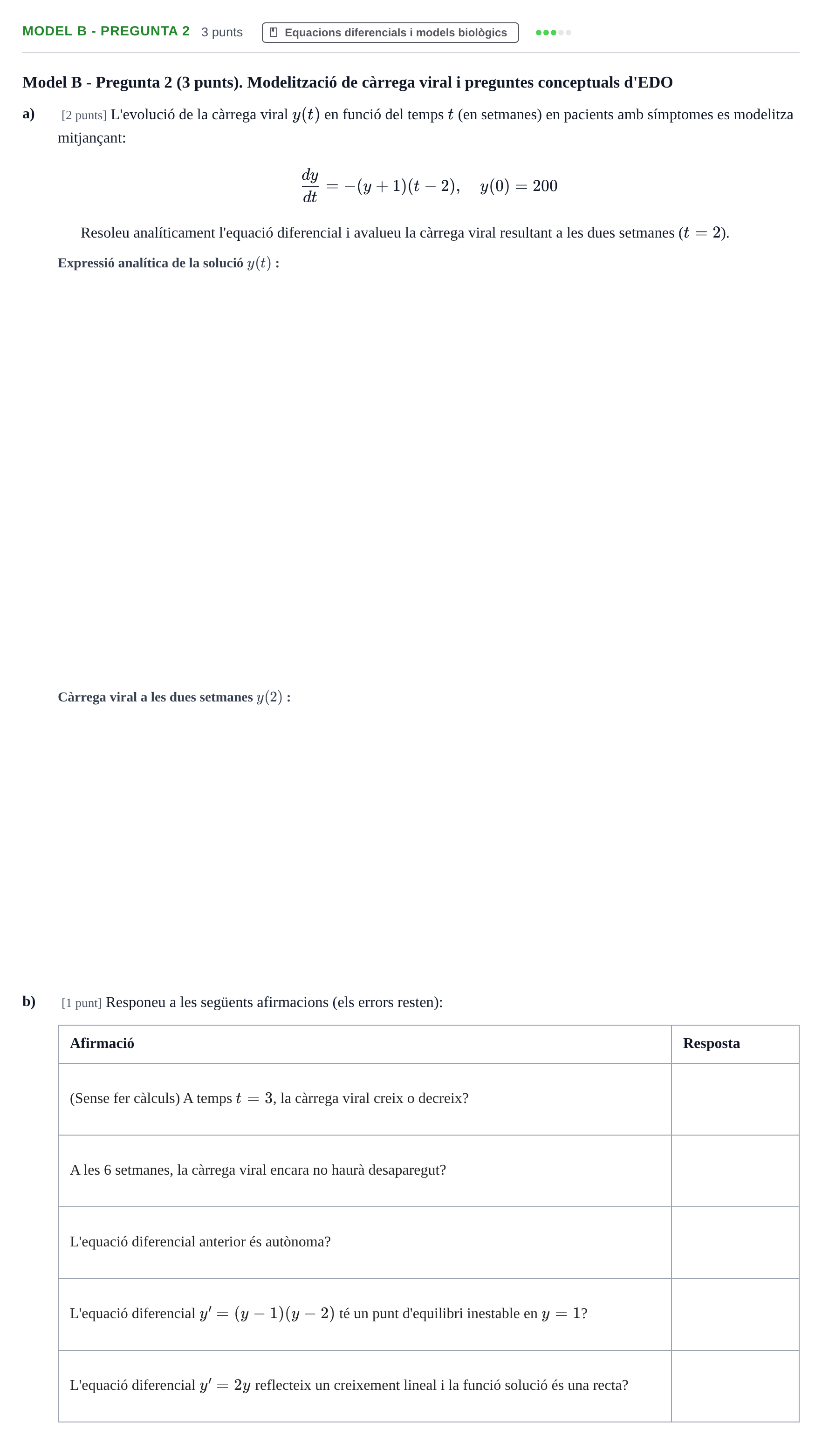 Enunciado: Ejercicio Model B - Pregunta 2 · Matemàtiques UB 2023