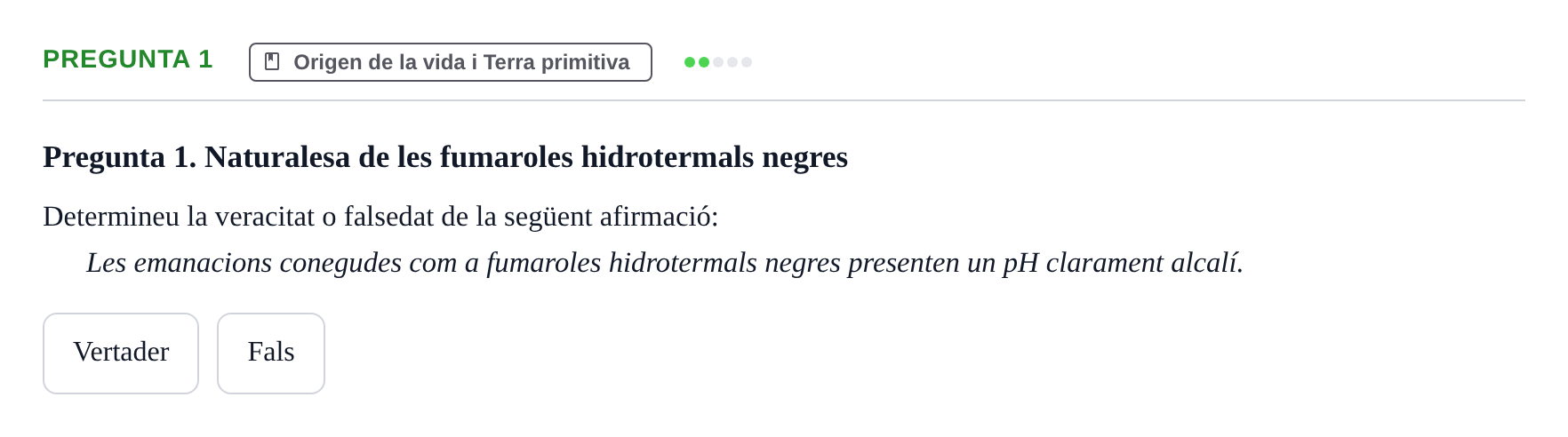 Enunciado: Pregunta 1 · Biología I UB Examen Primer Parcial (Grup de Tardes)
