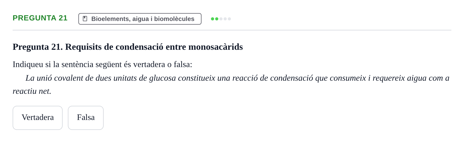 Enunciado: Pregunta 21 · Biología I UB Examen Primer Parcial (Grup de Tardes)