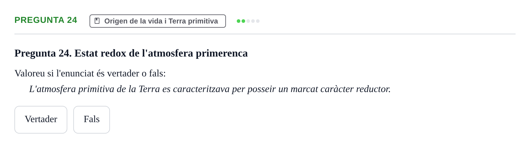 Enunciado: Pregunta 24 · Biología I UB Examen Primer Parcial (Grup de Tardes)