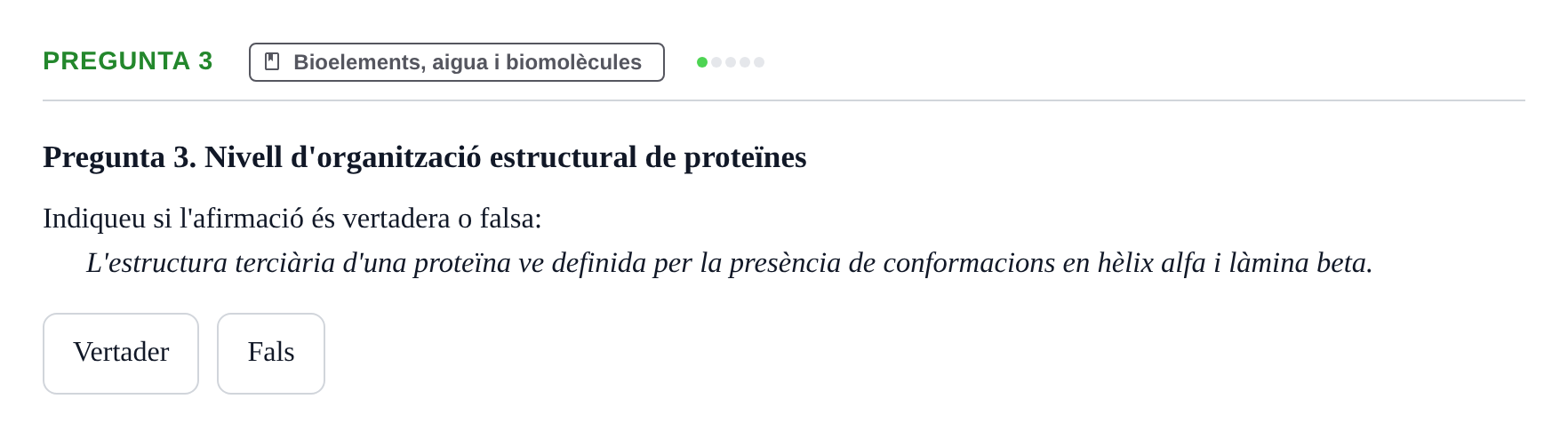 Enunciado: Pregunta 3 · Biología I UB Examen Primer Parcial (Grup de Tardes)