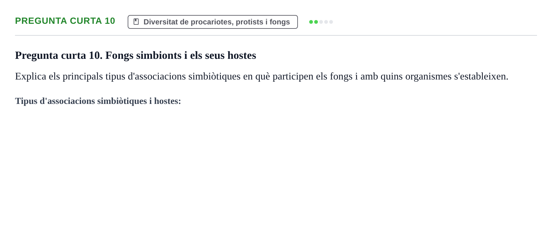 Enunciado: Pregunta curta 10 · Biología I UB 2022