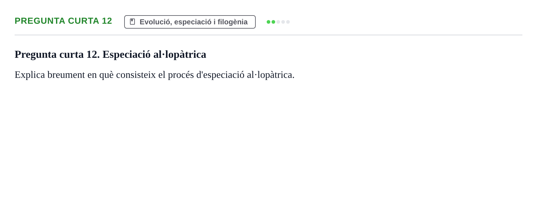 Enunciado: Pregunta curta 12 · Biología I UB 2022