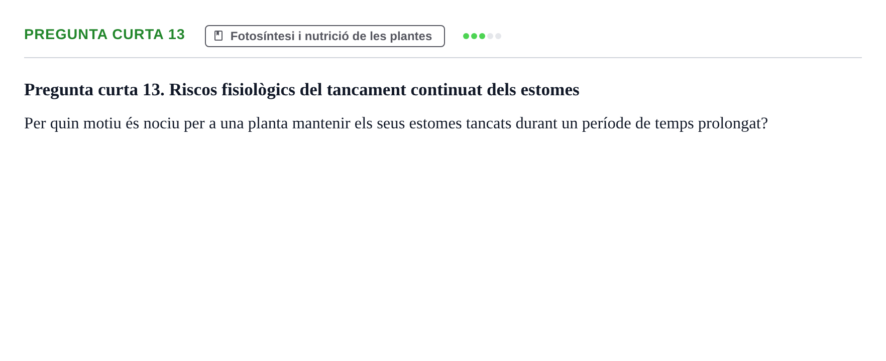 Enunciado: Pregunta curta 13 · Biología I UB 2022