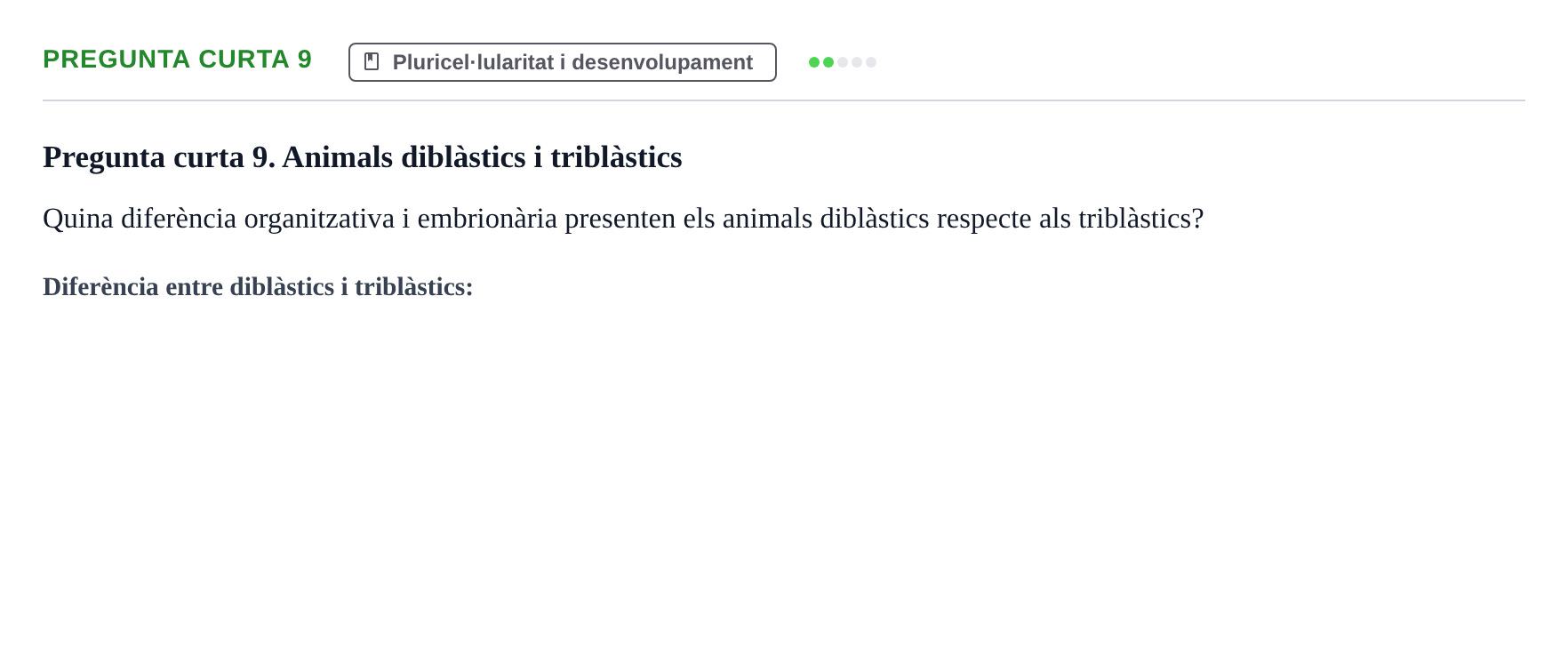Enunciado: Pregunta curta 9 · Biología I UB 2022