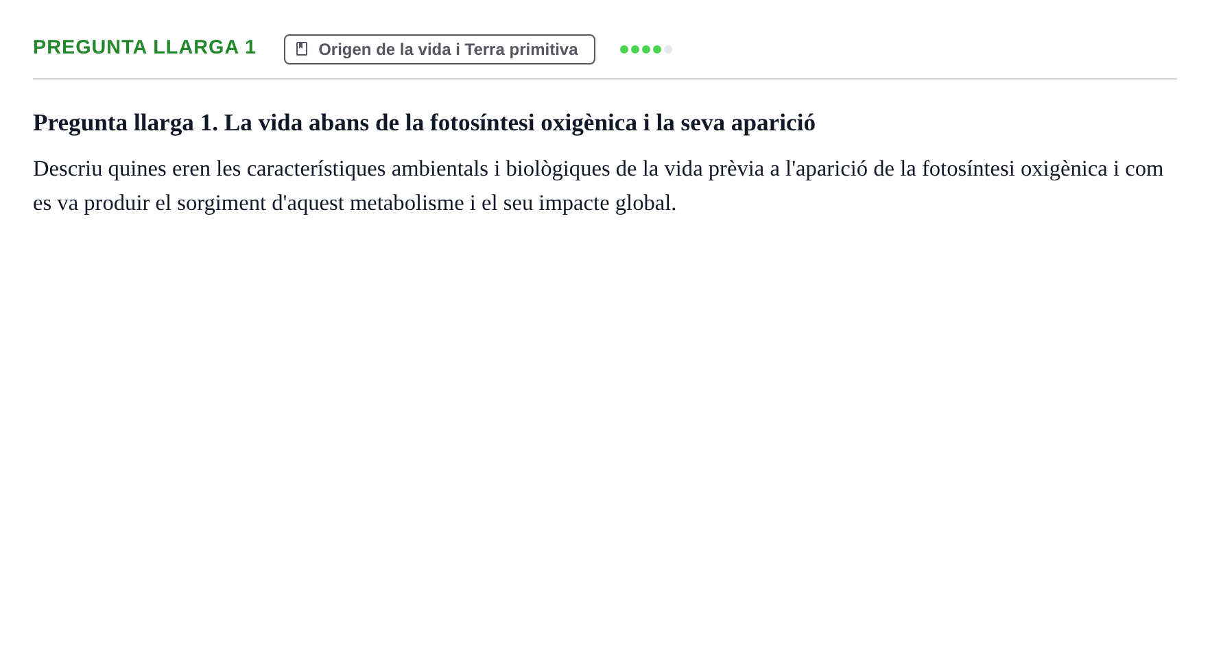 Enunciado: Pregunta llarga 1 · Biología I UB 2022