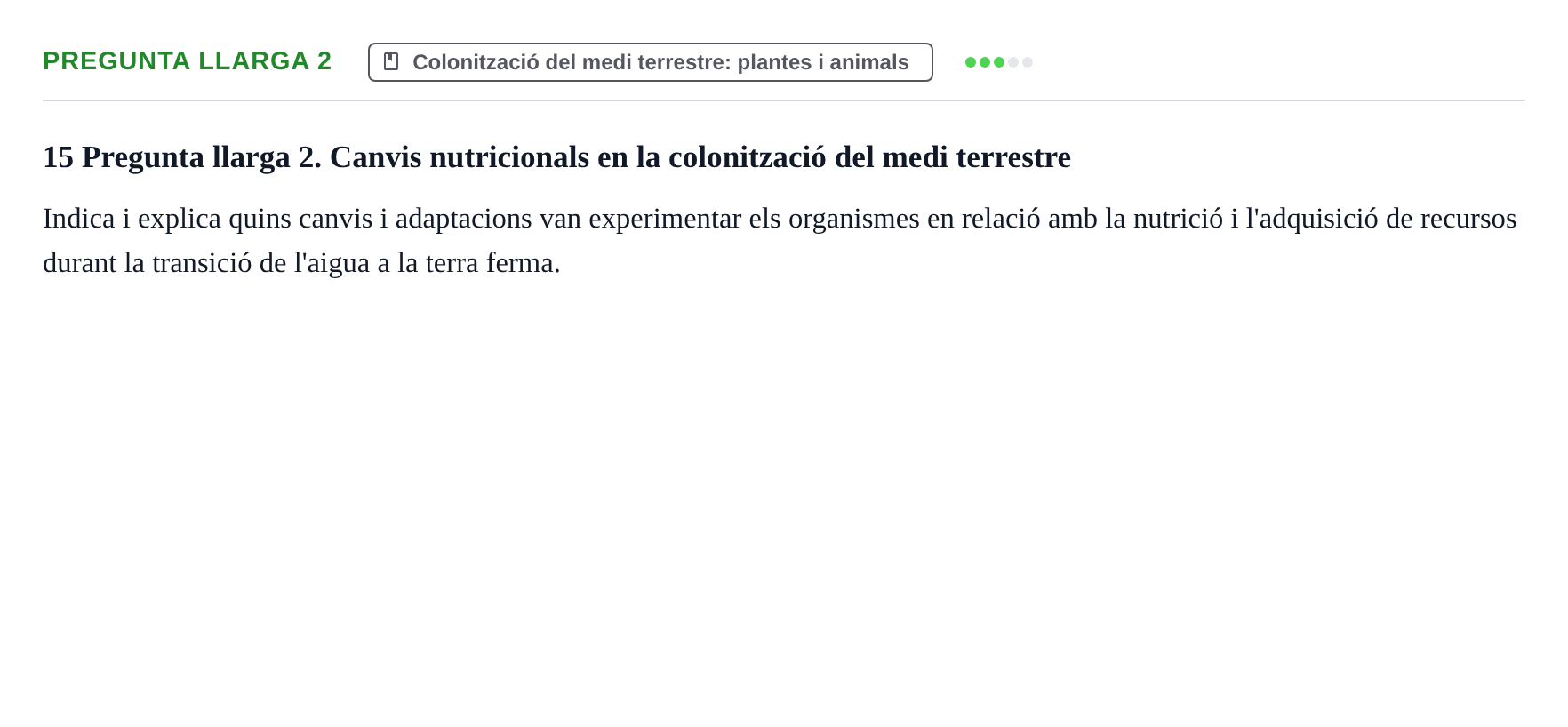 Enunciado: Pregunta llarga 2 · Biología I UB 2022