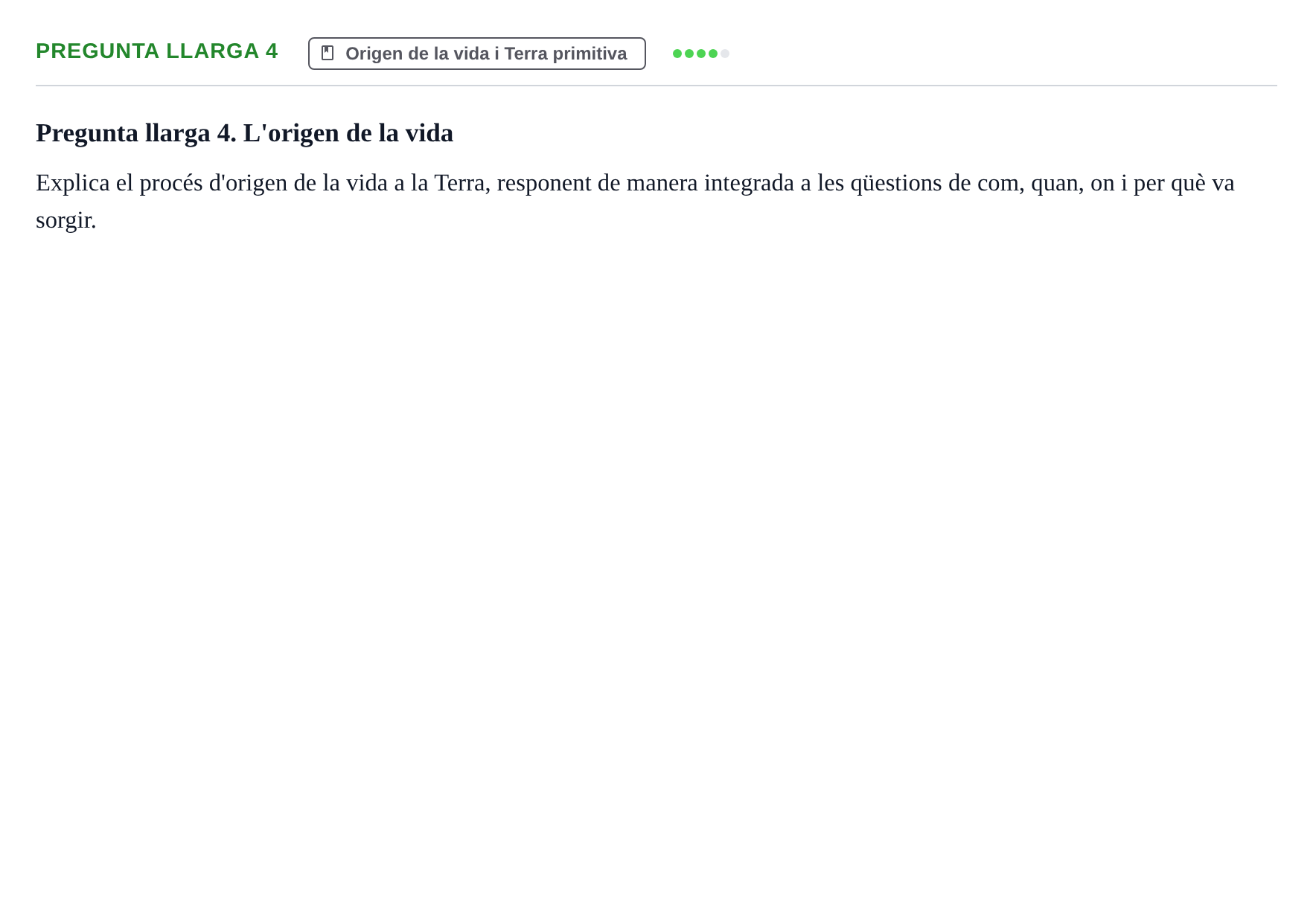 Enunciado: Pregunta llarga 4 · Biología I UB 2022