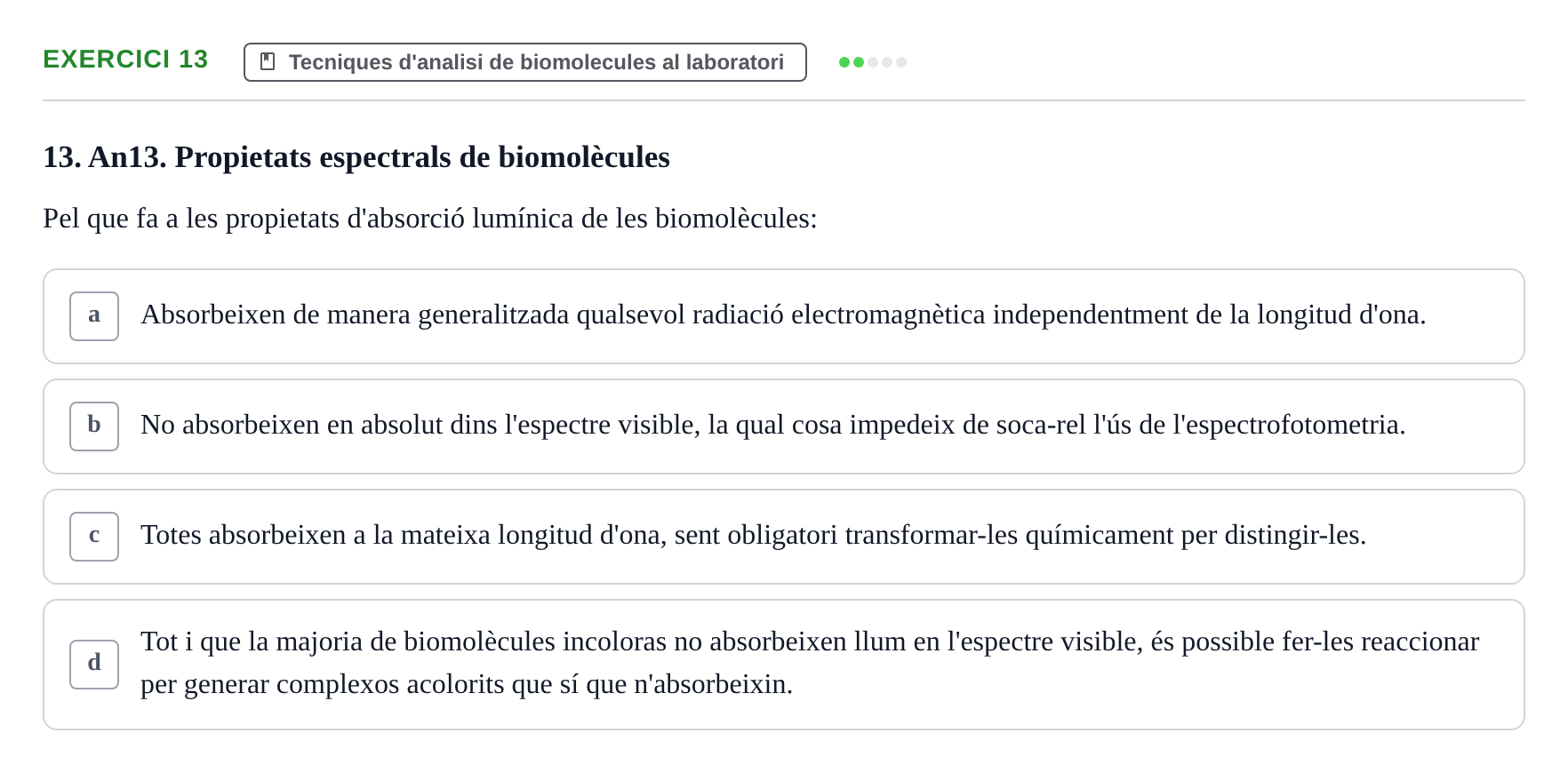 Enunciado: Problema 13 · Biología II UB Examen Parcial de Pràctiques: Anàlisi i Observació