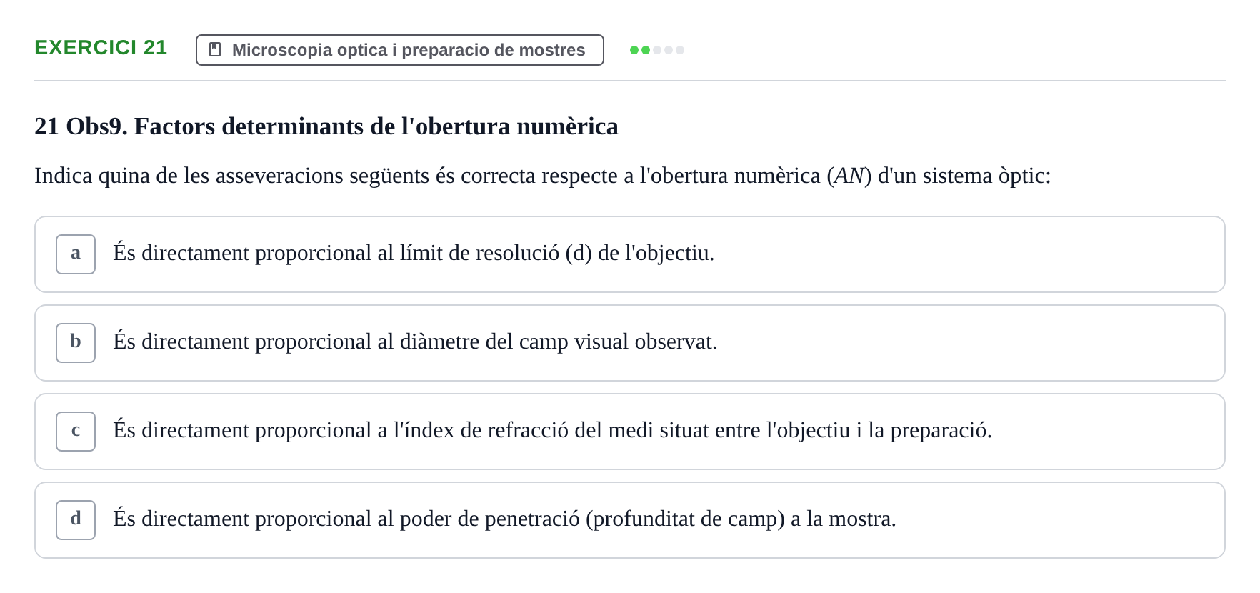 Enunciado: Problema 21 · Biología II UB Examen Parcial de Pràctiques: Anàlisi i Observació