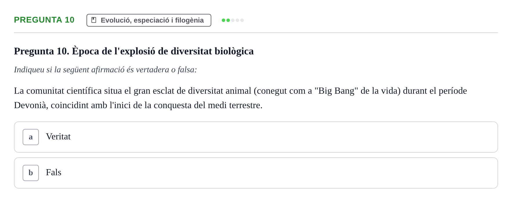 Enunciado: Pregunta 10 · Biología I UB 2022