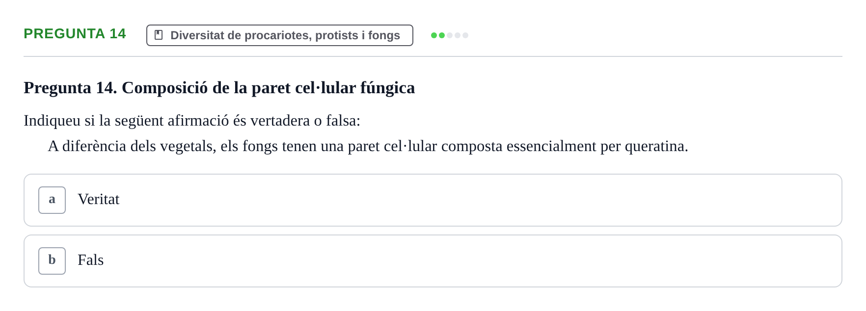 Enunciado: Pregunta 14 · Biología I UB 2022
