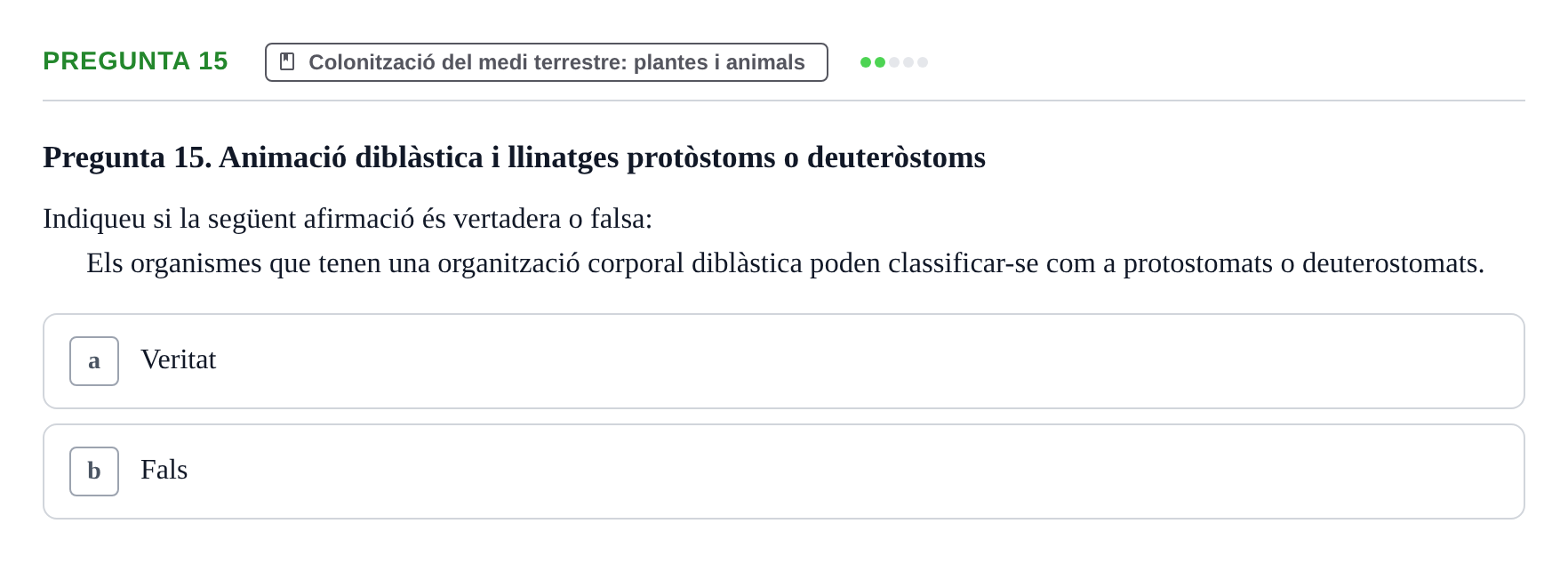 Enunciado: Pregunta 15 · Biología I UB 2022