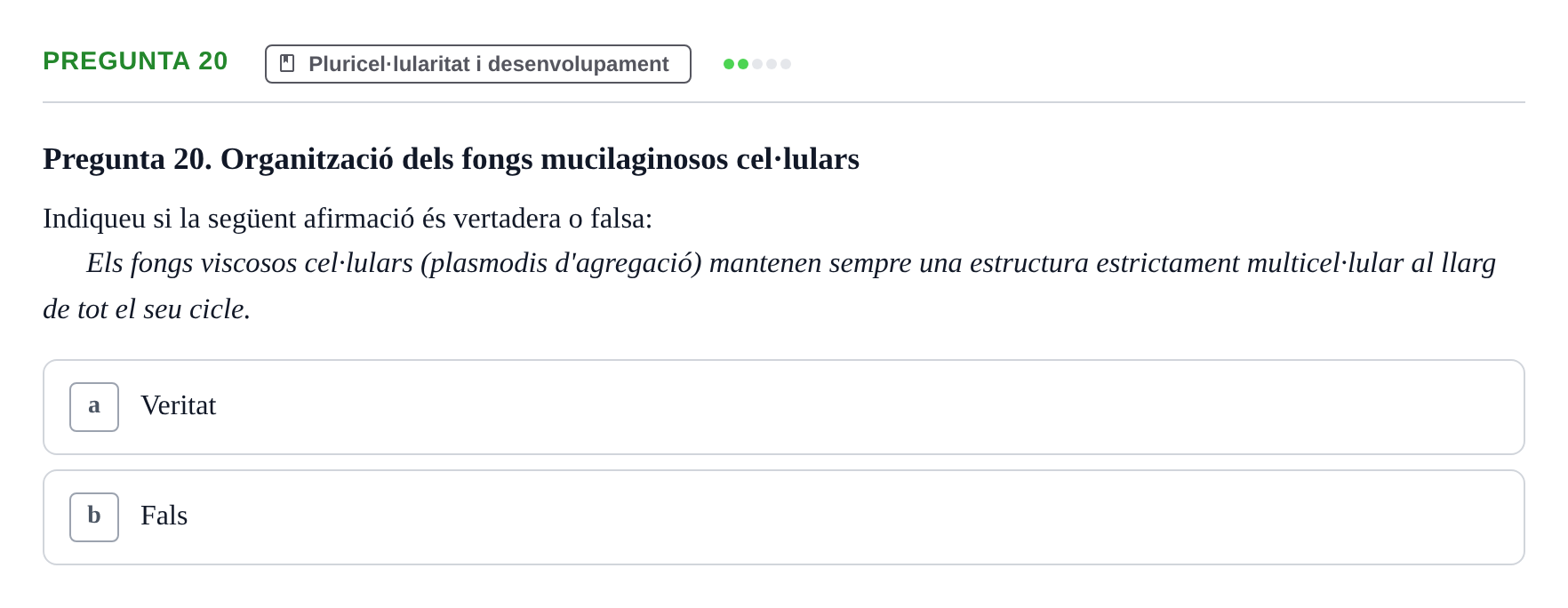 Enunciado: Pregunta 20 · Biología I UB 2022