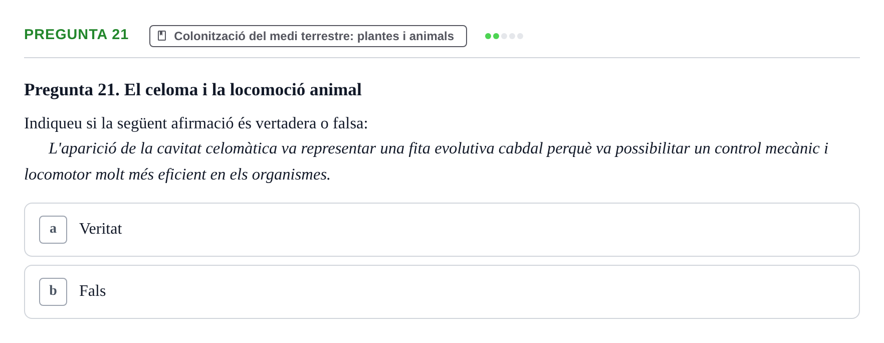 Enunciado: Pregunta 21 · Biología I UB 2022