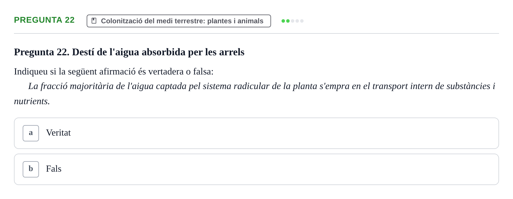 Enunciado: Pregunta 22 · Biología I UB 2022