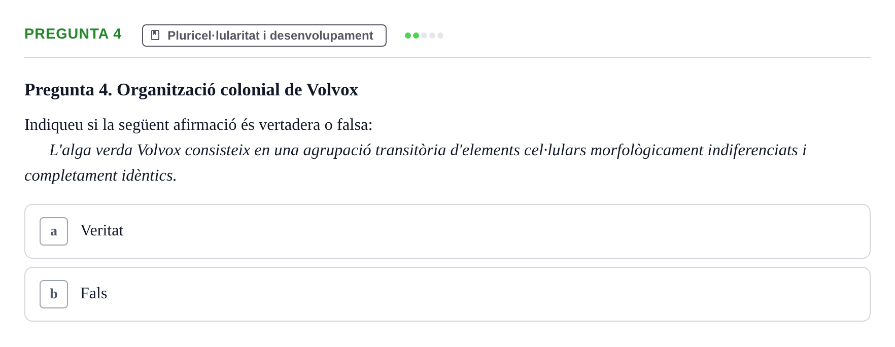 Enunciado: Pregunta 4 · Biología I UB 2022
