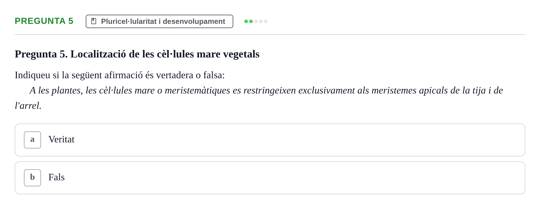 Enunciado: Pregunta 5 · Biología I UB 2022