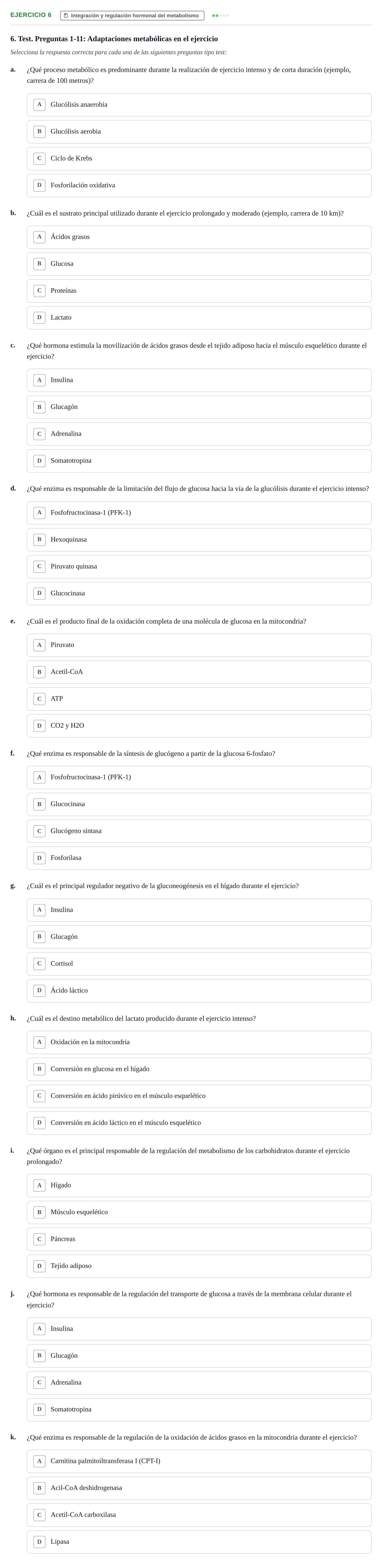 Enunciado: Problema 6 · Bioquímica UB Examen de Repaso: Metabolismo Energético e Intermediario