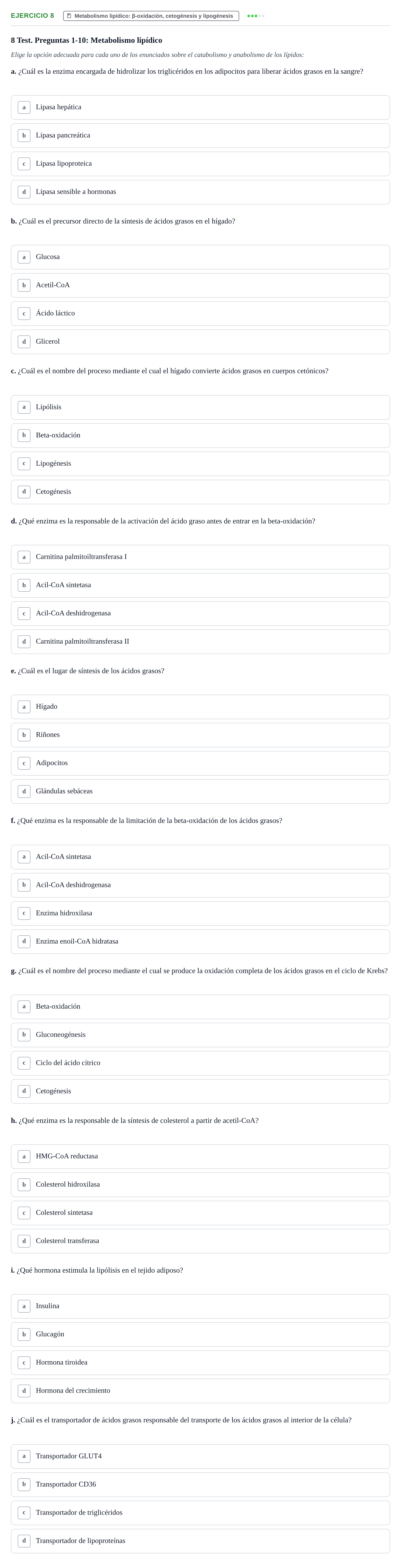 Enunciado: Problema 8 · Bioquímica UB Examen de Repaso: Metabolismo Energético e Intermediario