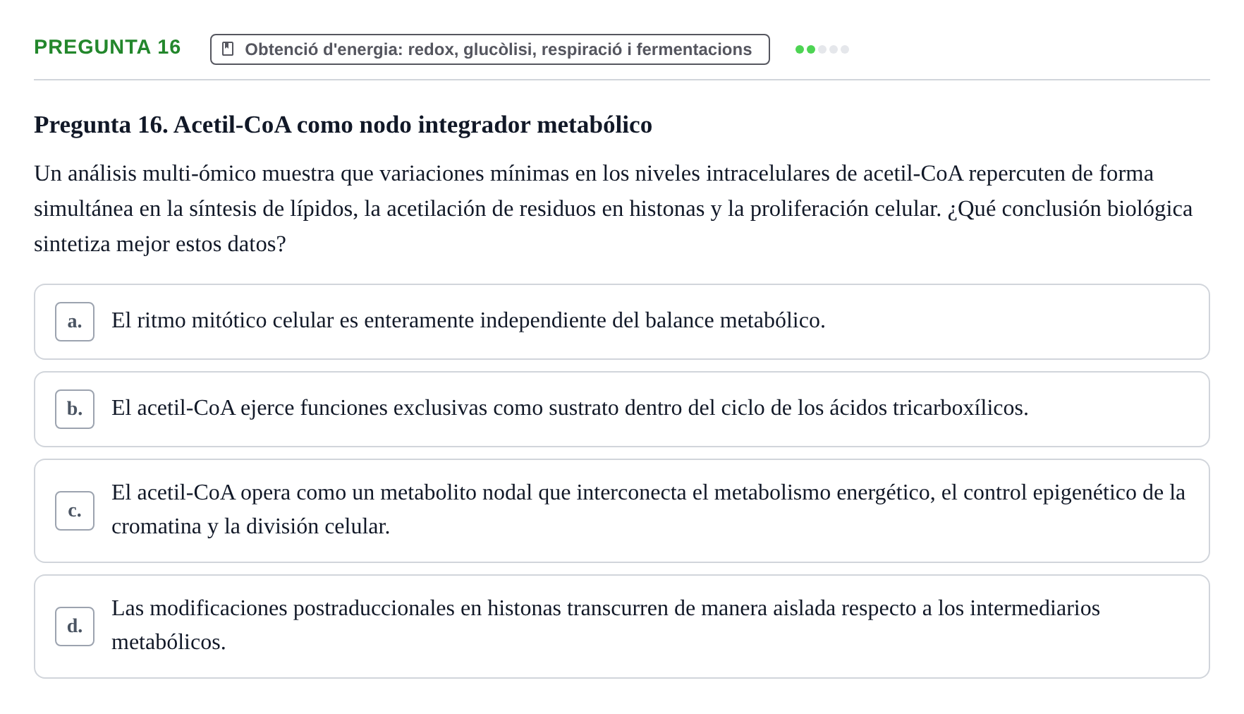 Enunciado: Pregunta 16